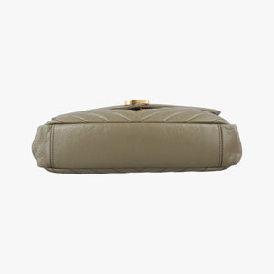 Pre-owned Yves Saint Laurent COLLEGE Green Leather 428056 shoulderbag | stylenewstar
