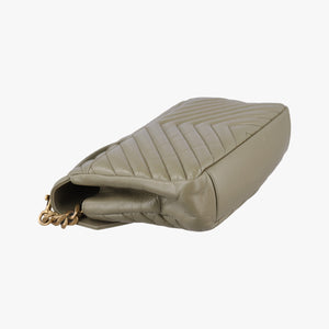 Pre-owned Yves Saint Laurent COLLEGE Green Leather 428056 shoulderbag | stylenewstar