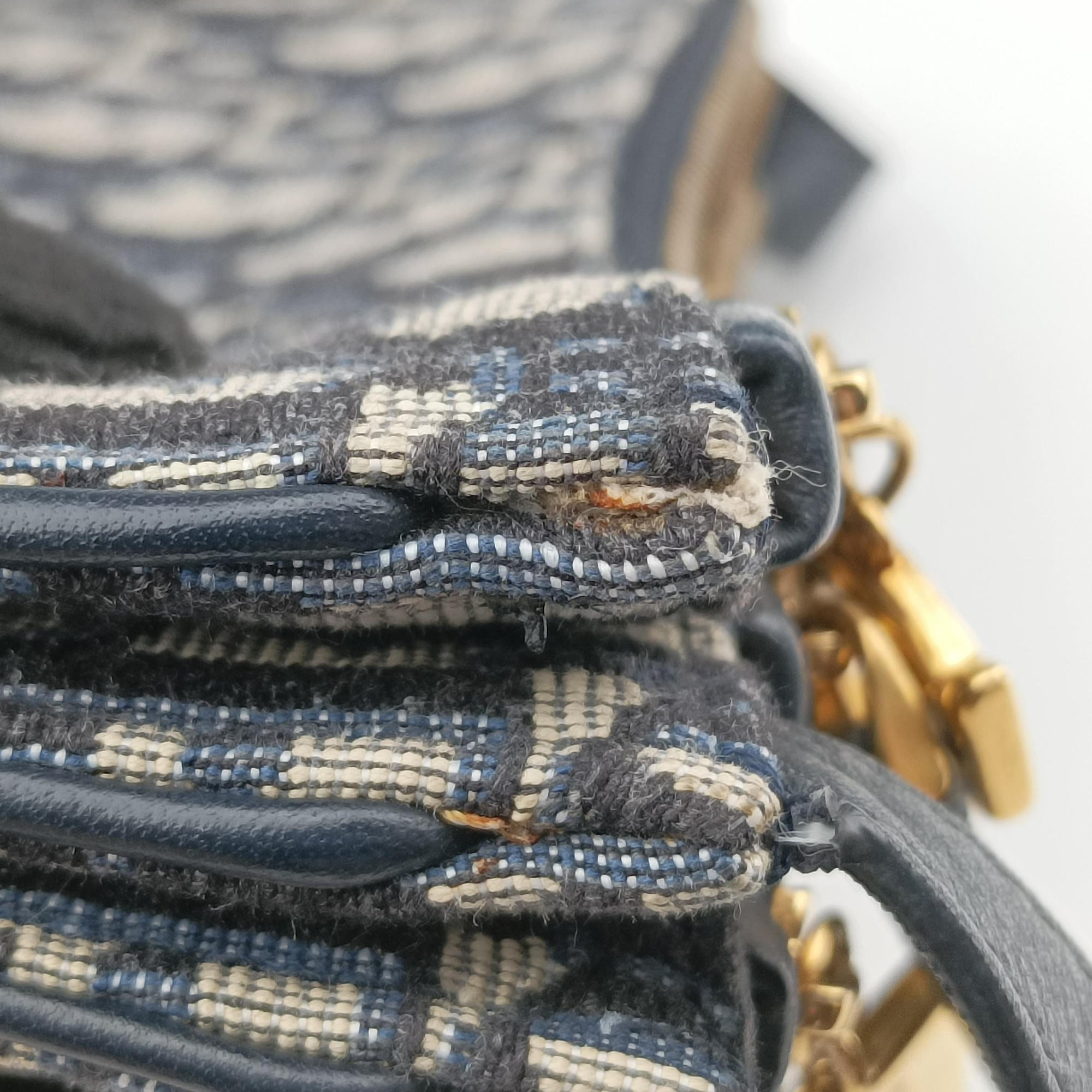 Pre-owned Christian Dior Saddle Navy×Gray Jacquard  shoulderbag | stylenewstar