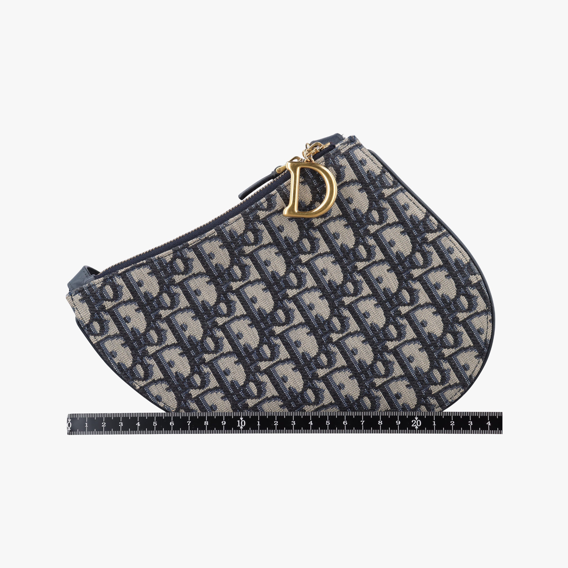 Pre-owned Christian Dior Saddle Navy×Gray Jacquard  shoulderbag | stylenewstar