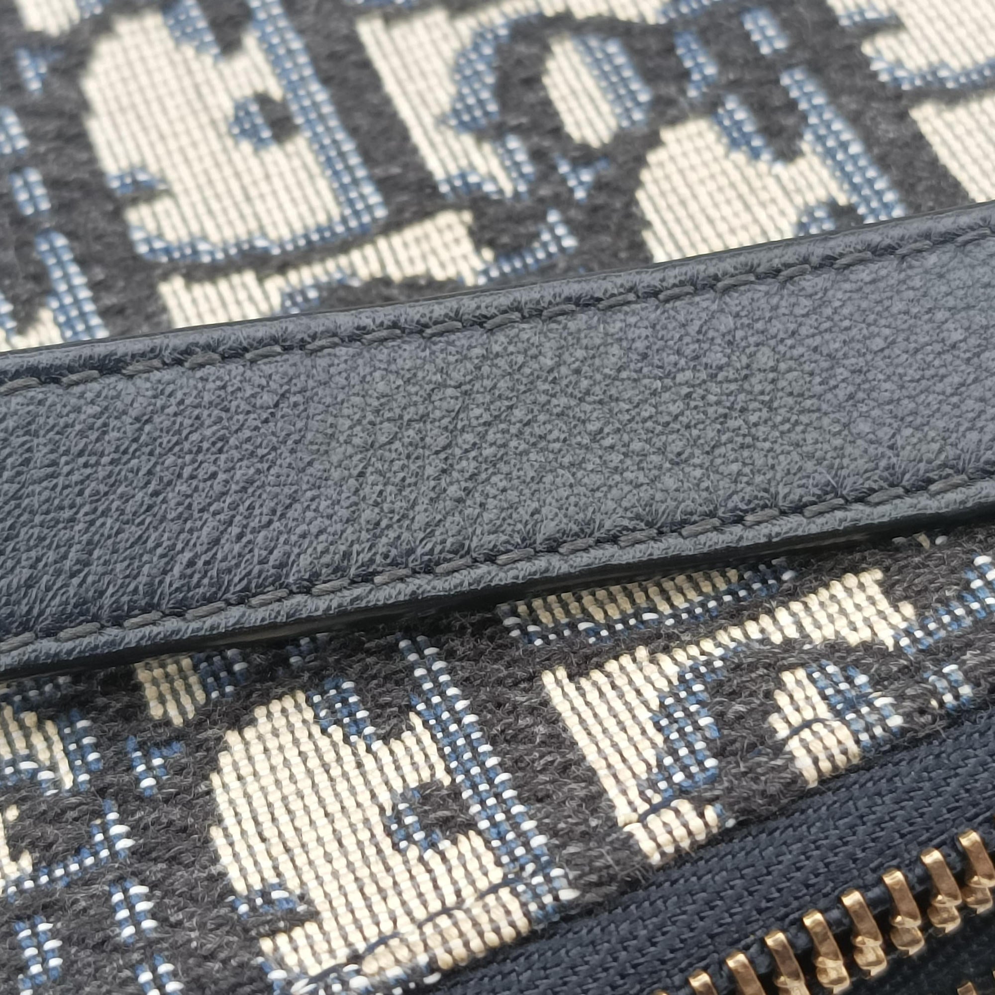 Pre-owned Christian Dior Saddle Navy×Gray Jacquard  shoulderbag | stylenewstar