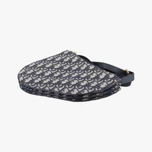 Pre-owned Christian Dior Saddle Navy×Gray Jacquard  shoulderbag | stylenewstar