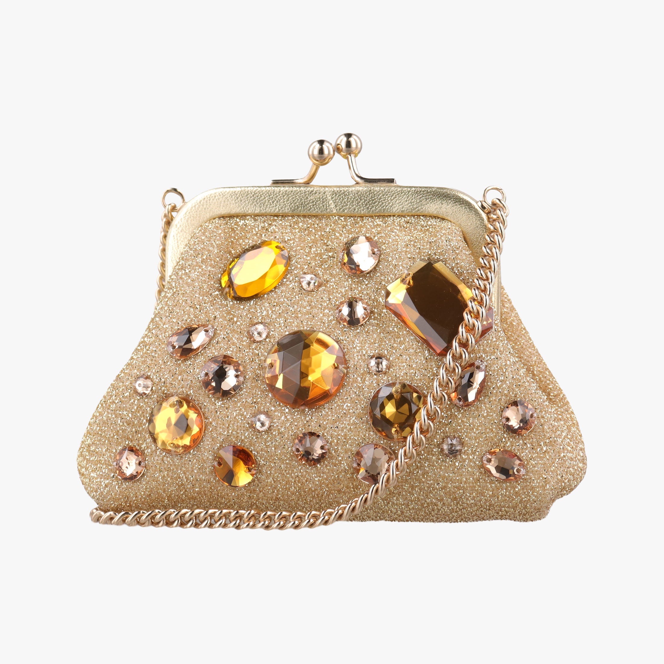 Pre-owned Dolce & Gabbana Vanda Golden Glitter fabric  shoulderbag | stylenewstar