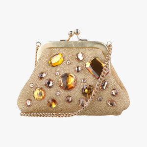 Pre-owned Dolce & Gabbana Vanda Golden Glitter fabric  shoulderbag | stylenewstar