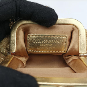 Pre-owned Dolce & Gabbana Vanda Golden Glitter fabric  shoulderbag | stylenewstar
