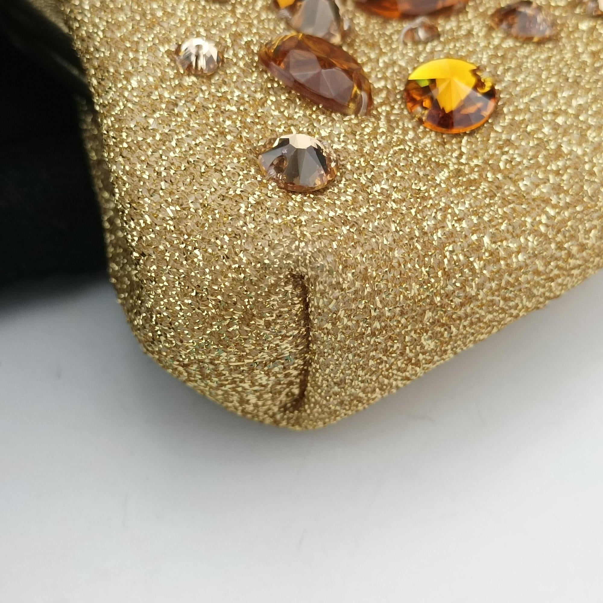 Pre-owned Dolce & Gabbana Vanda Golden Glitter fabric  shoulderbag | stylenewstar