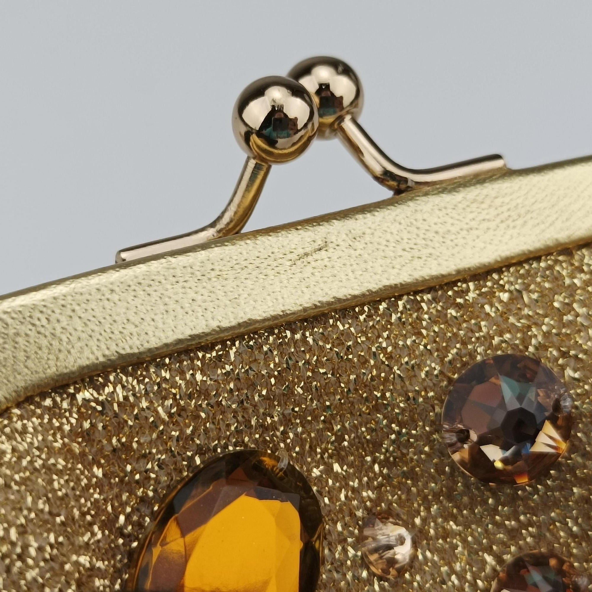 Pre-owned Dolce & Gabbana Vanda Golden Glitter fabric  shoulderbag | stylenewstar