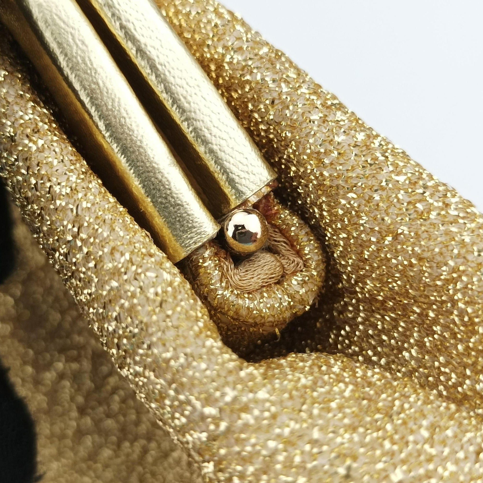 Pre-owned Dolce & Gabbana Vanda Golden Glitter fabric  shoulderbag | stylenewstar
