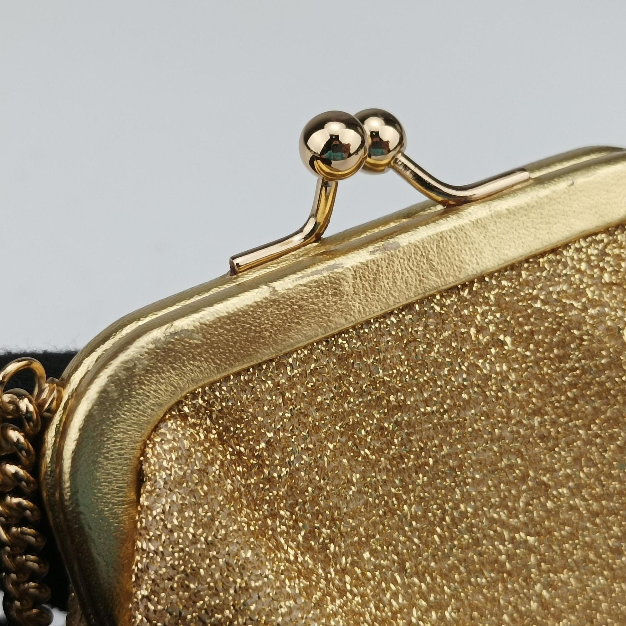 Pre-owned Dolce & Gabbana Vanda Golden Glitter fabric  shoulderbag | stylenewstar