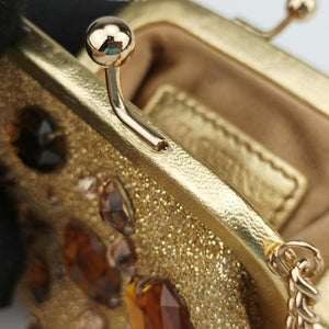 Pre-owned Dolce & Gabbana Vanda Golden Glitter fabric  shoulderbag | stylenewstar