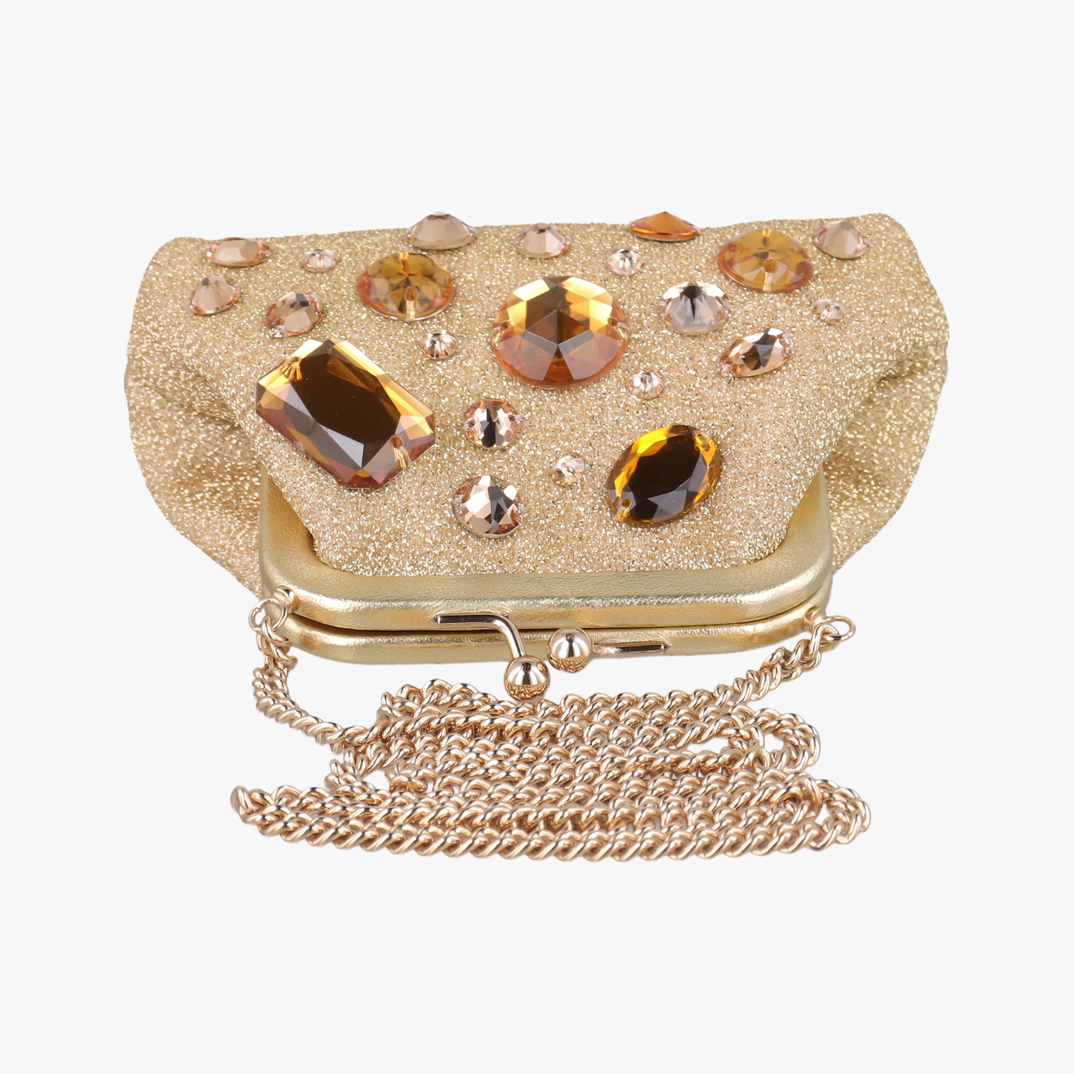 Pre-owned Dolce & Gabbana Vanda Golden Glitter fabric  shoulderbag | stylenewstar