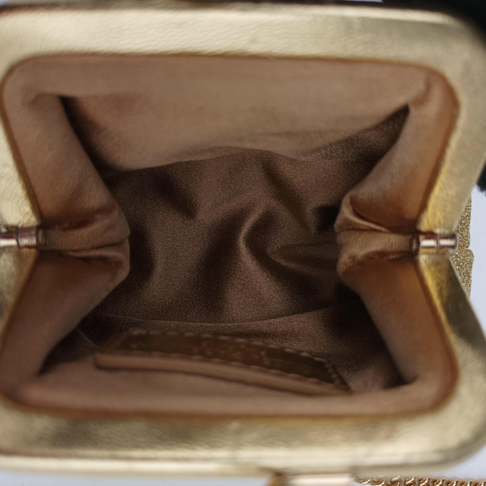 Pre-owned Dolce & Gabbana Vanda Golden Glitter fabric  shoulderbag | stylenewstar