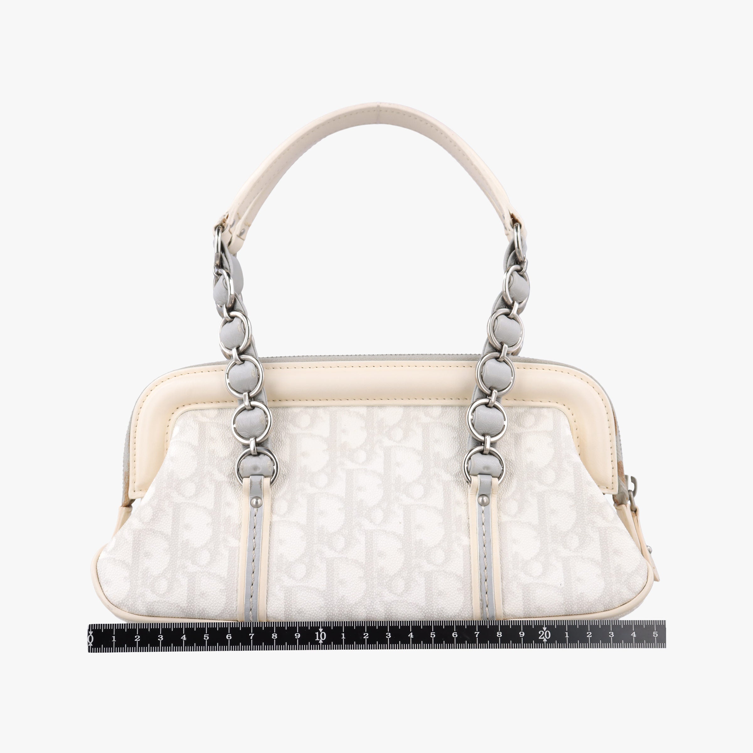 Pre-owned Christian Dior Trotter Romantic Chain Heart White pvc coated canvas  handbag | stylenewstar