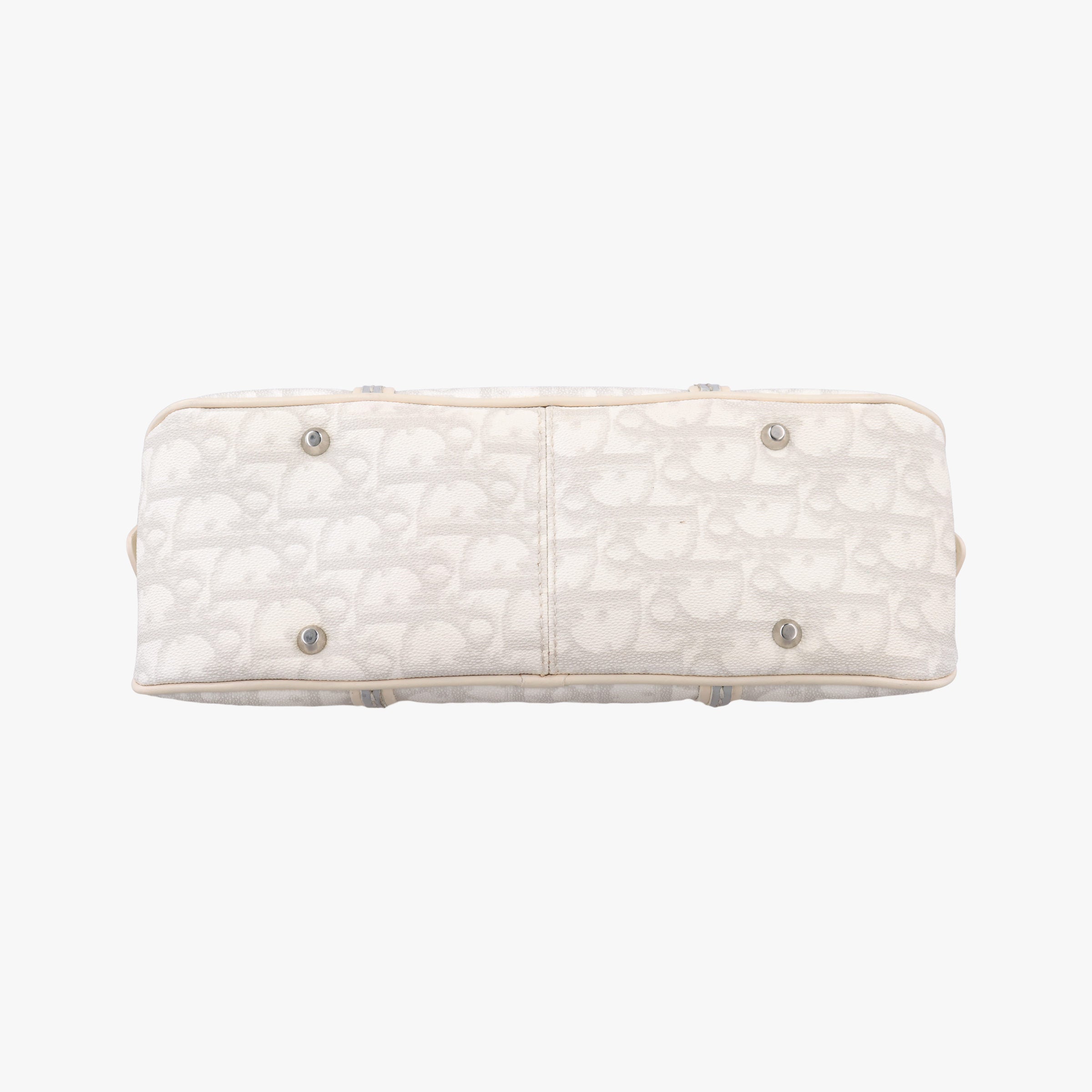 Pre-owned Christian Dior Trotter Romantic Chain Heart White pvc coated canvas  handbag | stylenewstar