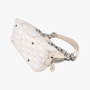 Pre-owned Christian Dior Trotter Romantic Chain Heart White pvc coated canvas  handbag | stylenewstar