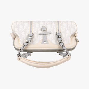 Pre-owned Christian Dior Trotter Romantic Chain Heart White pvc coated canvas  handbag | stylenewstar