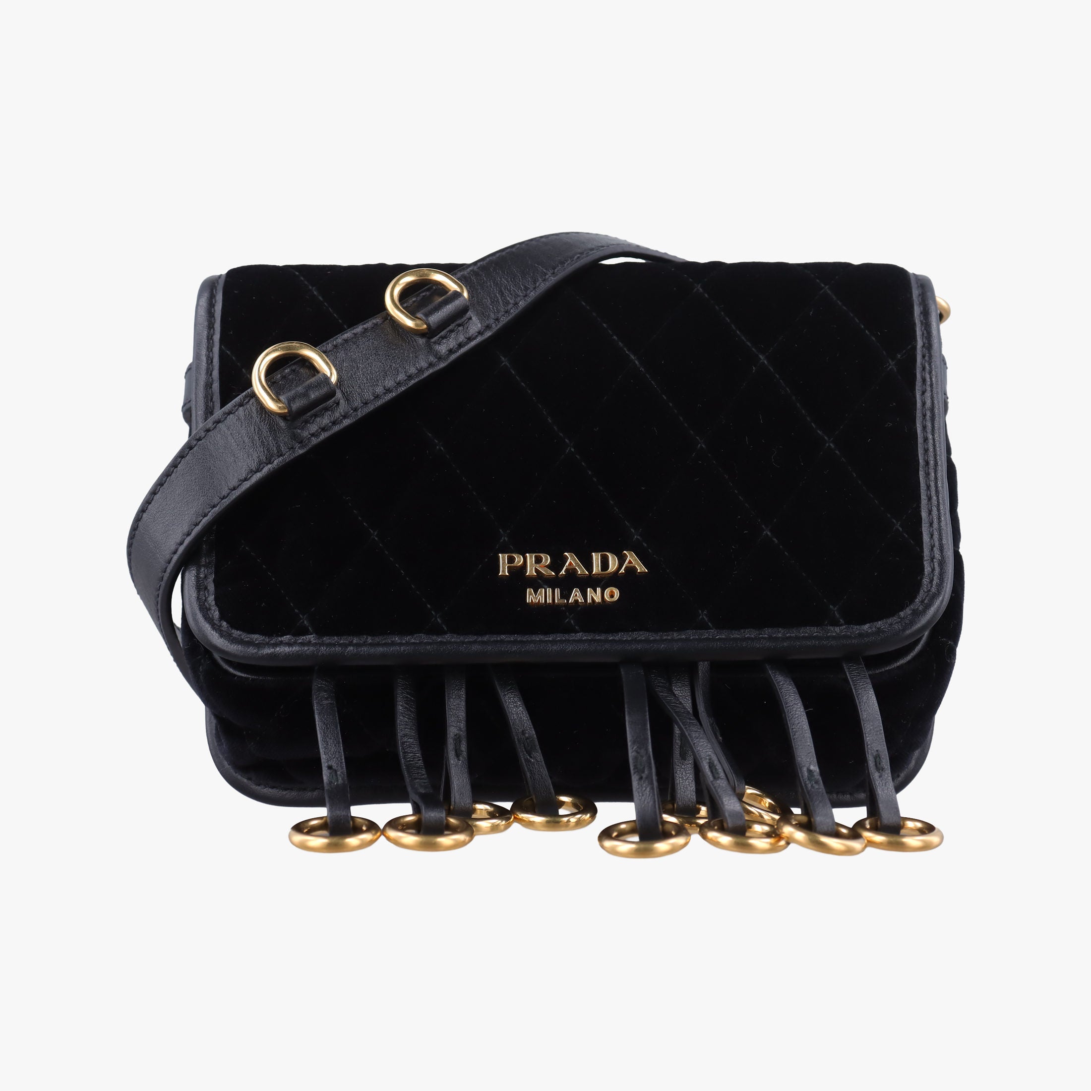 Secondhand Prada Impuntu Velluto Corsaire Black Velvet×Calf Leather  bum bag/waist bag | stylenewstar