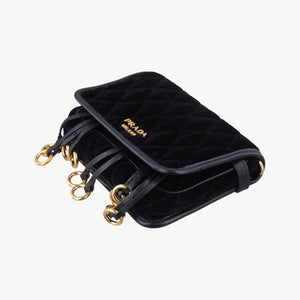 Secondhand Prada Impuntu Velluto Corsaire Black Velvet×Calf Leather  bum bag/waist bag | stylenewstar