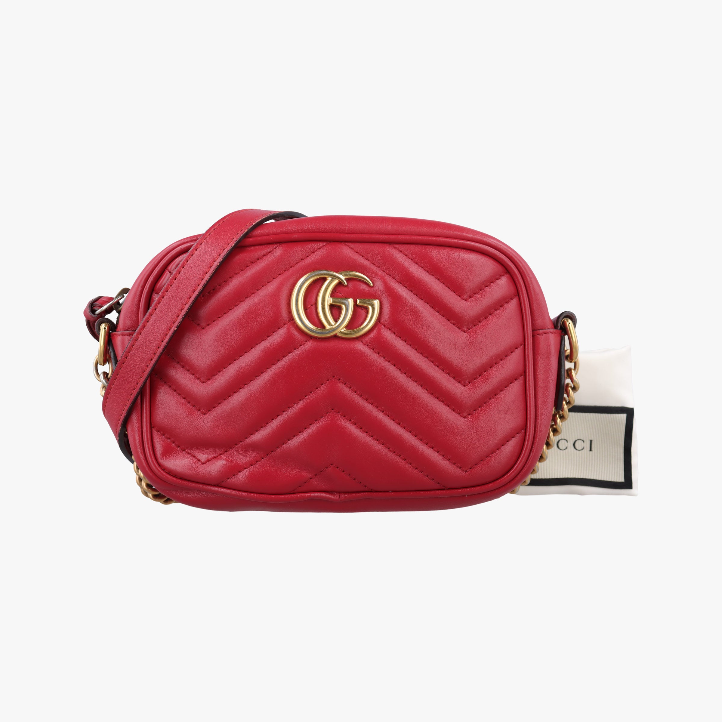 Pre-owned Gucci GG Marmont Red Leather 448065 shoulderbag | stylenewstar