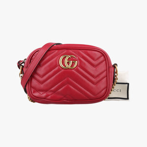 Pre-owned Gucci GG Marmont Red Leather 448065 shoulderbag | stylenewstar