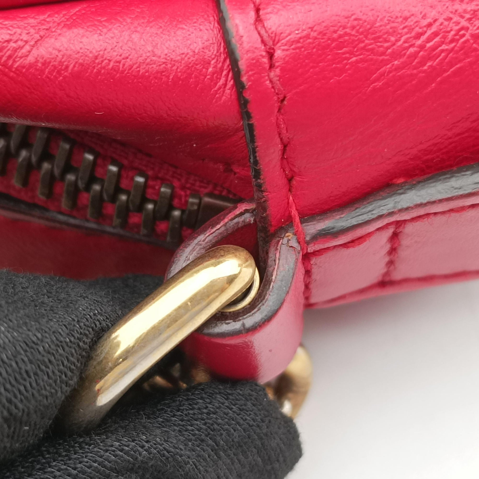 Pre-owned Gucci GG Marmont Red Leather 448065 shoulderbag | stylenewstar