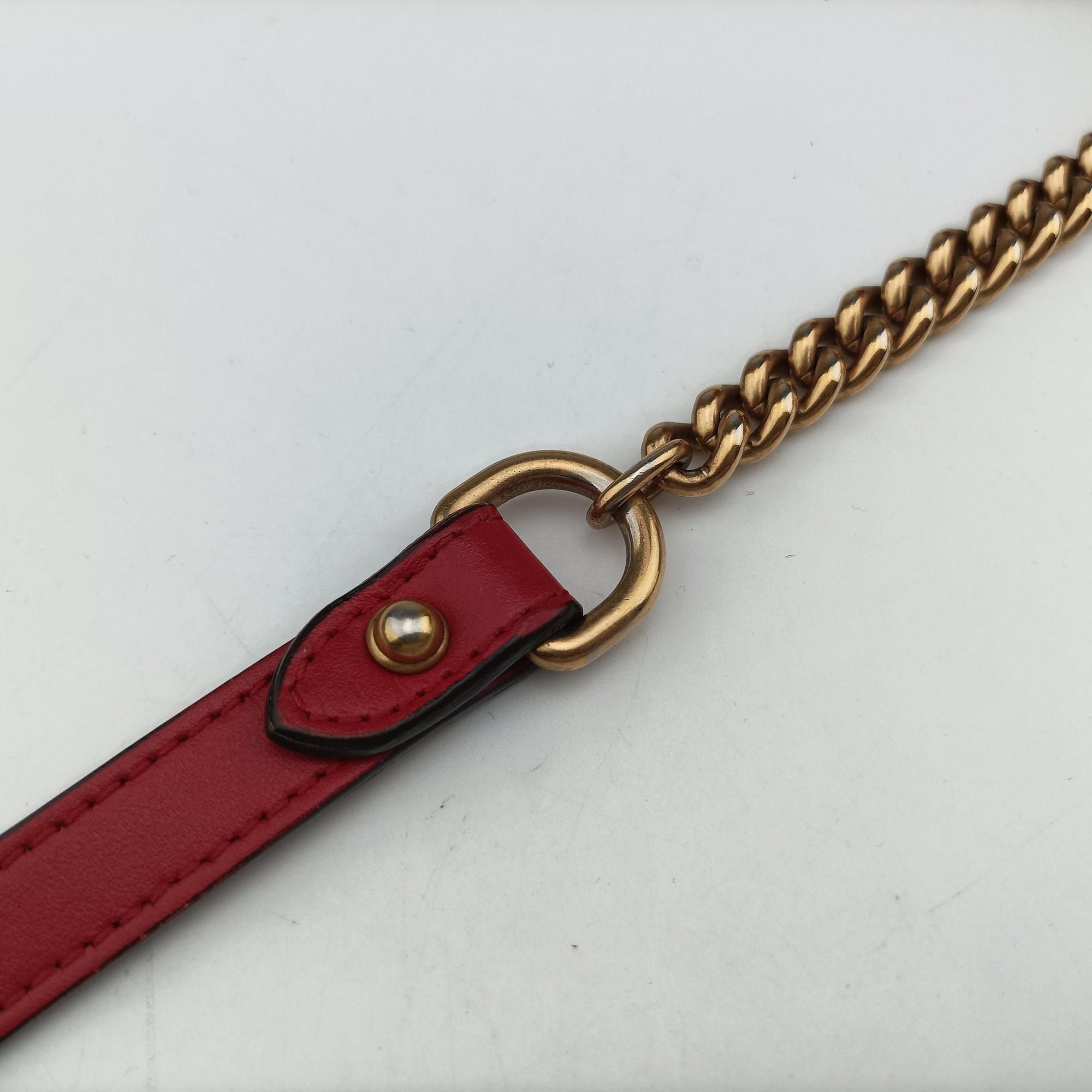 Pre-owned Gucci GG Marmont Red Leather 448065 shoulderbag | stylenewstar