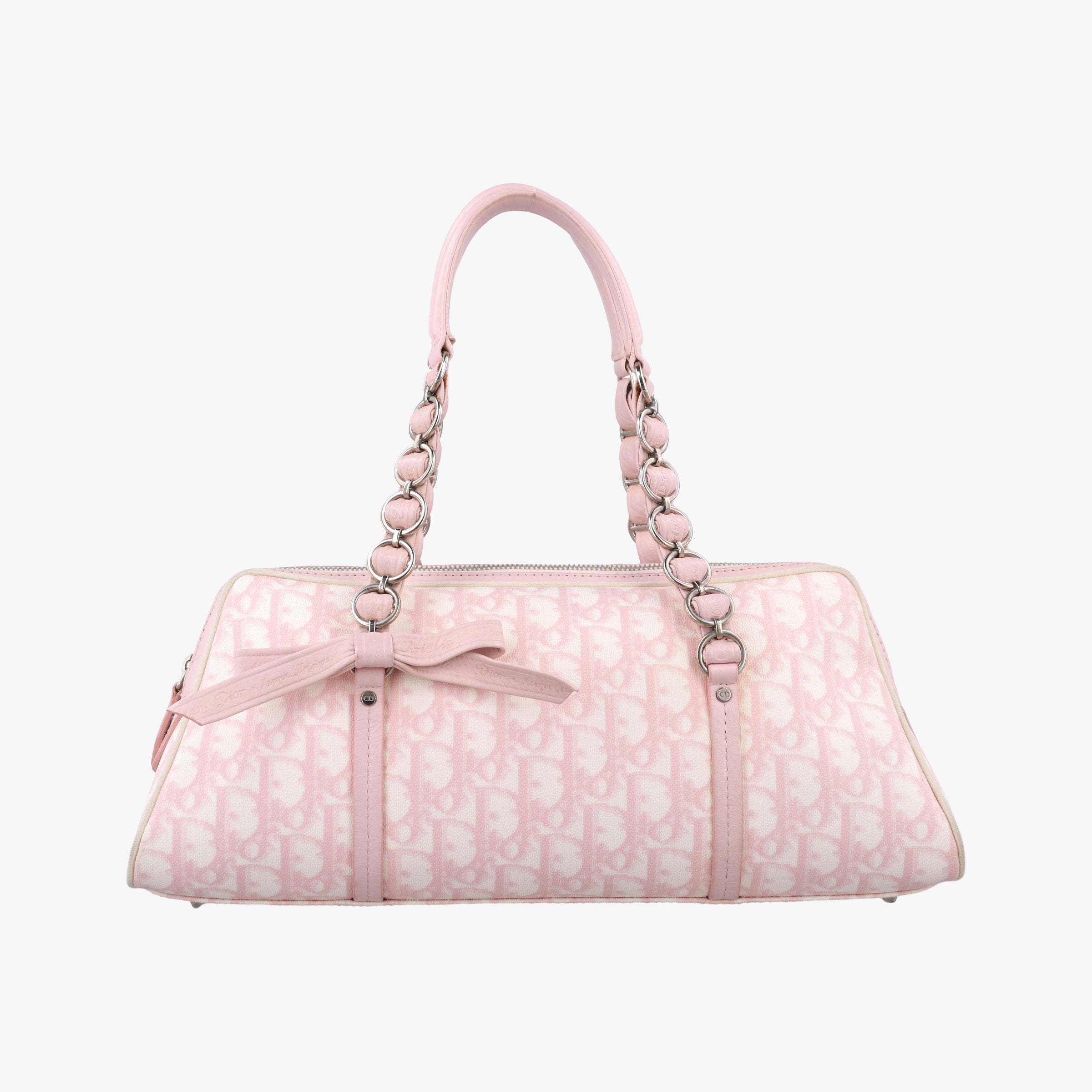 Pre-owned Christian Dior Romantic Trotter Pink pvc coated canvas×Leather  shoulderbag | stylenewstar