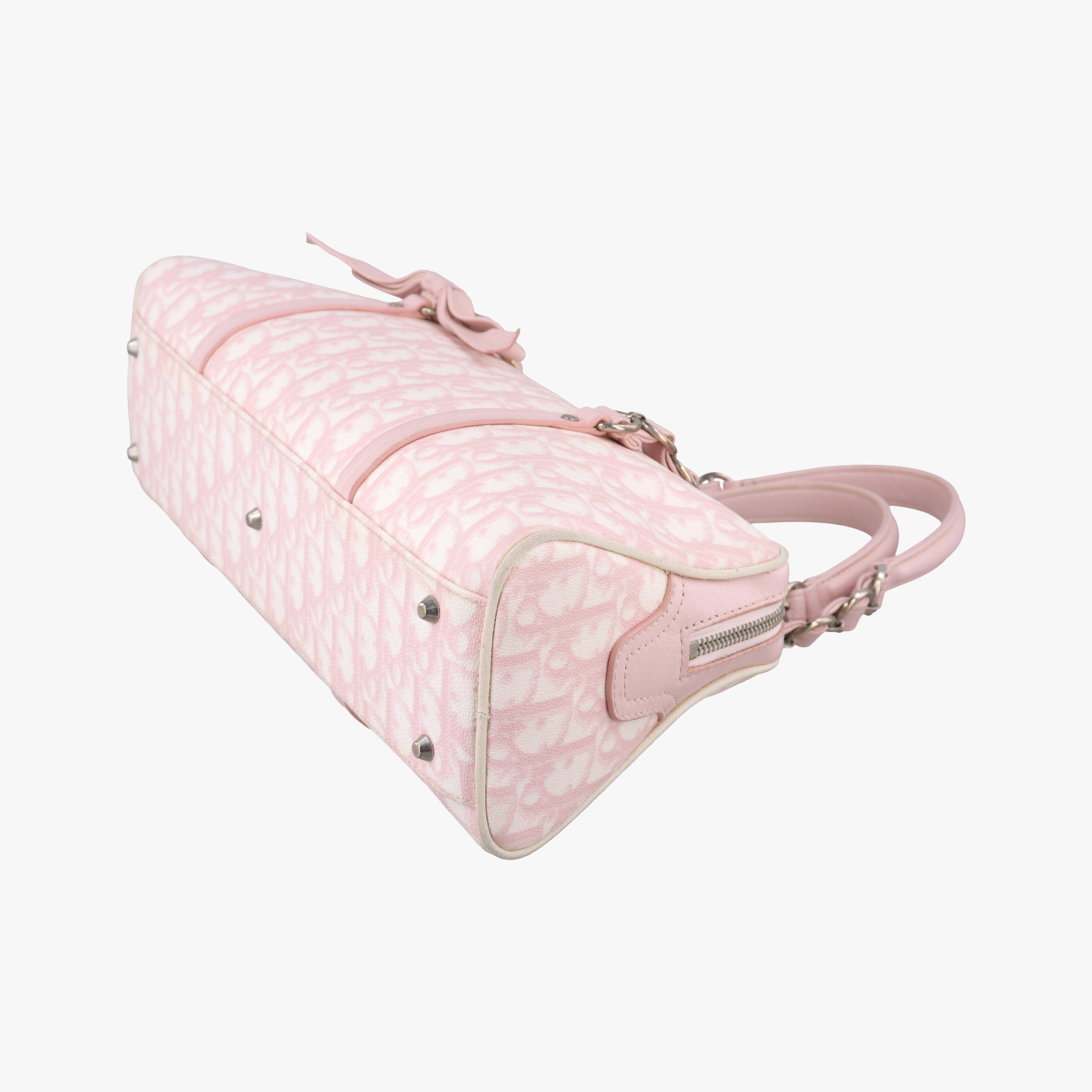 Pre-owned Christian Dior Romantic Trotter Pink pvc coated canvas×Leather  shoulderbag | stylenewstar