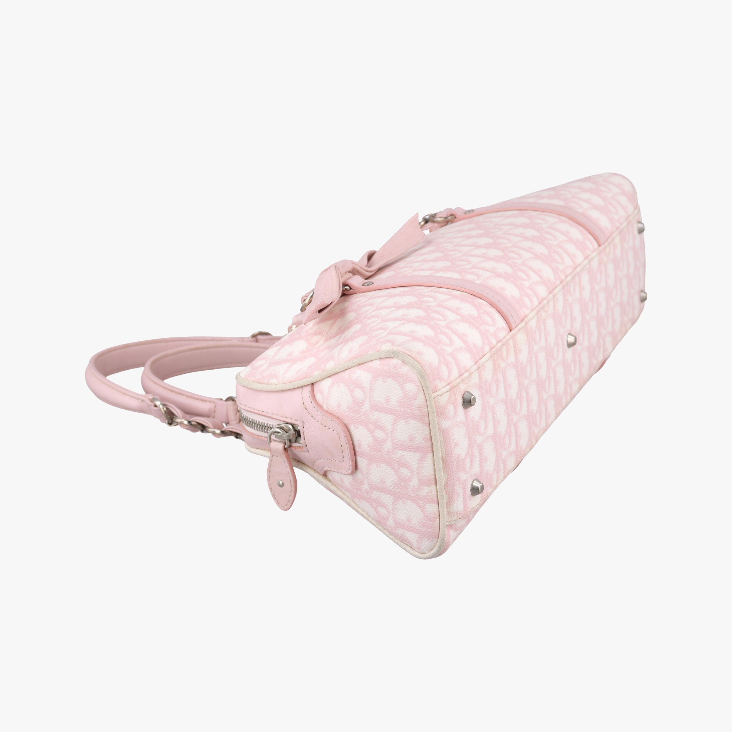 Pre-owned Christian Dior Romantic Trotter Pink pvc coated canvas×Leather  shoulderbag | stylenewstar
