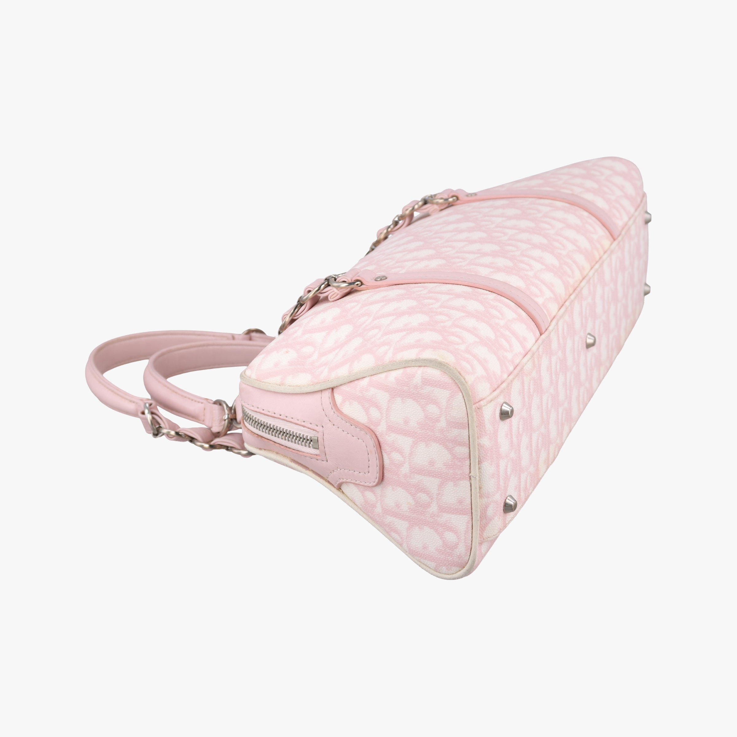 Pre-owned Christian Dior Romantic Trotter Pink pvc coated canvas×Leather  shoulderbag | stylenewstar