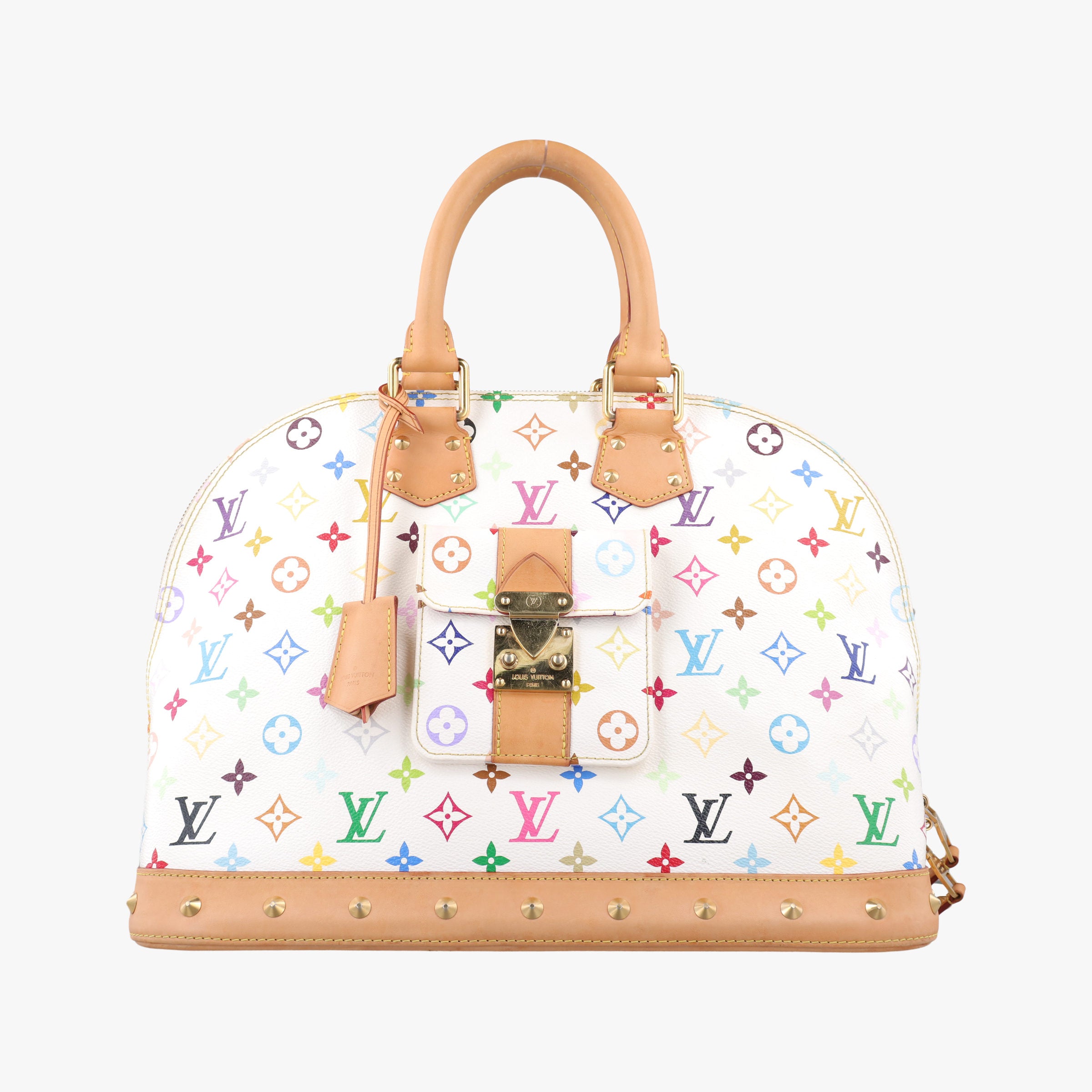 Pre-owned Louis Vuitton Alma GM white Monogram Multicolor M40441 handbag | stylenewstar