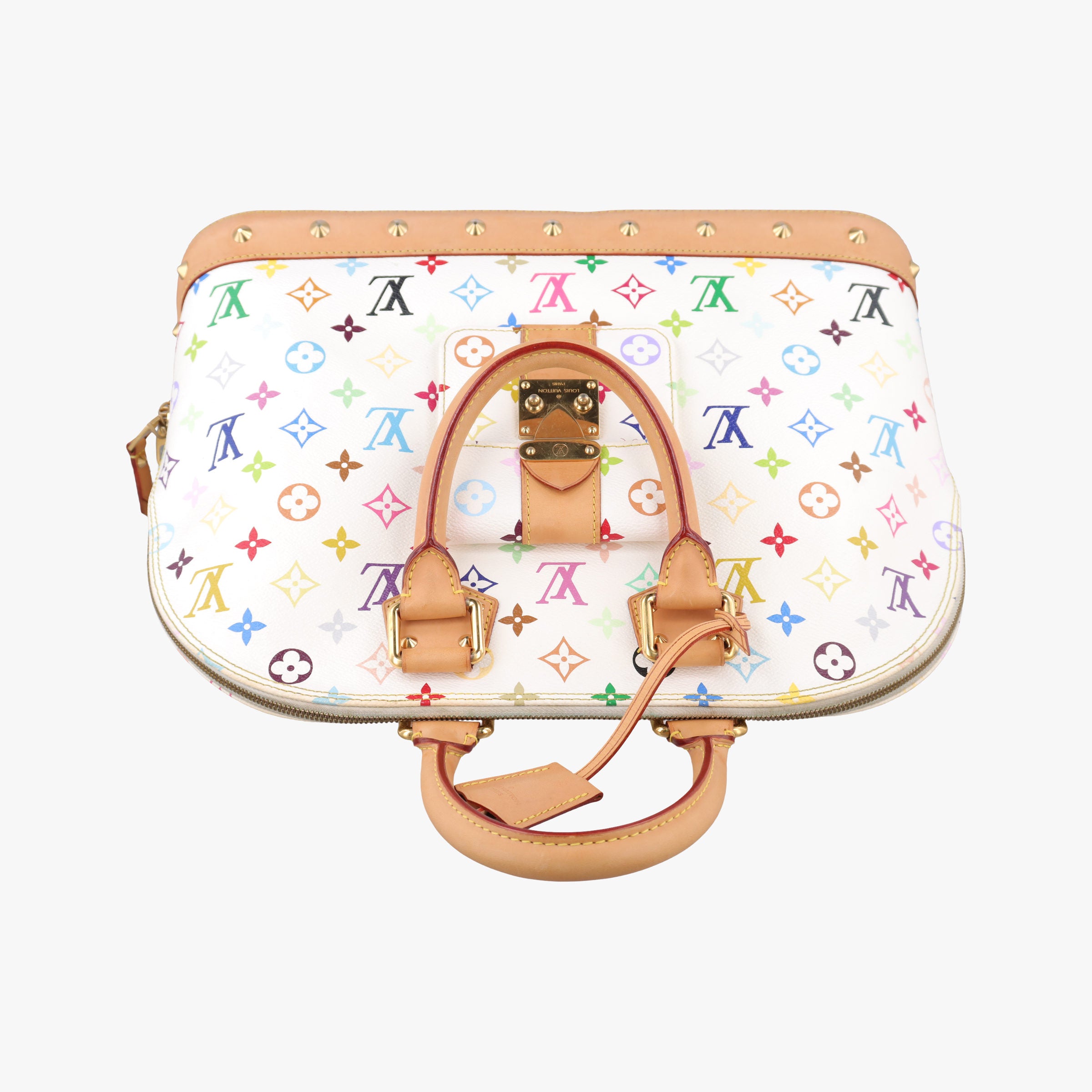 Pre-owned Louis Vuitton Alma GM white Monogram Multicolor M40441 handbag | stylenewstar
