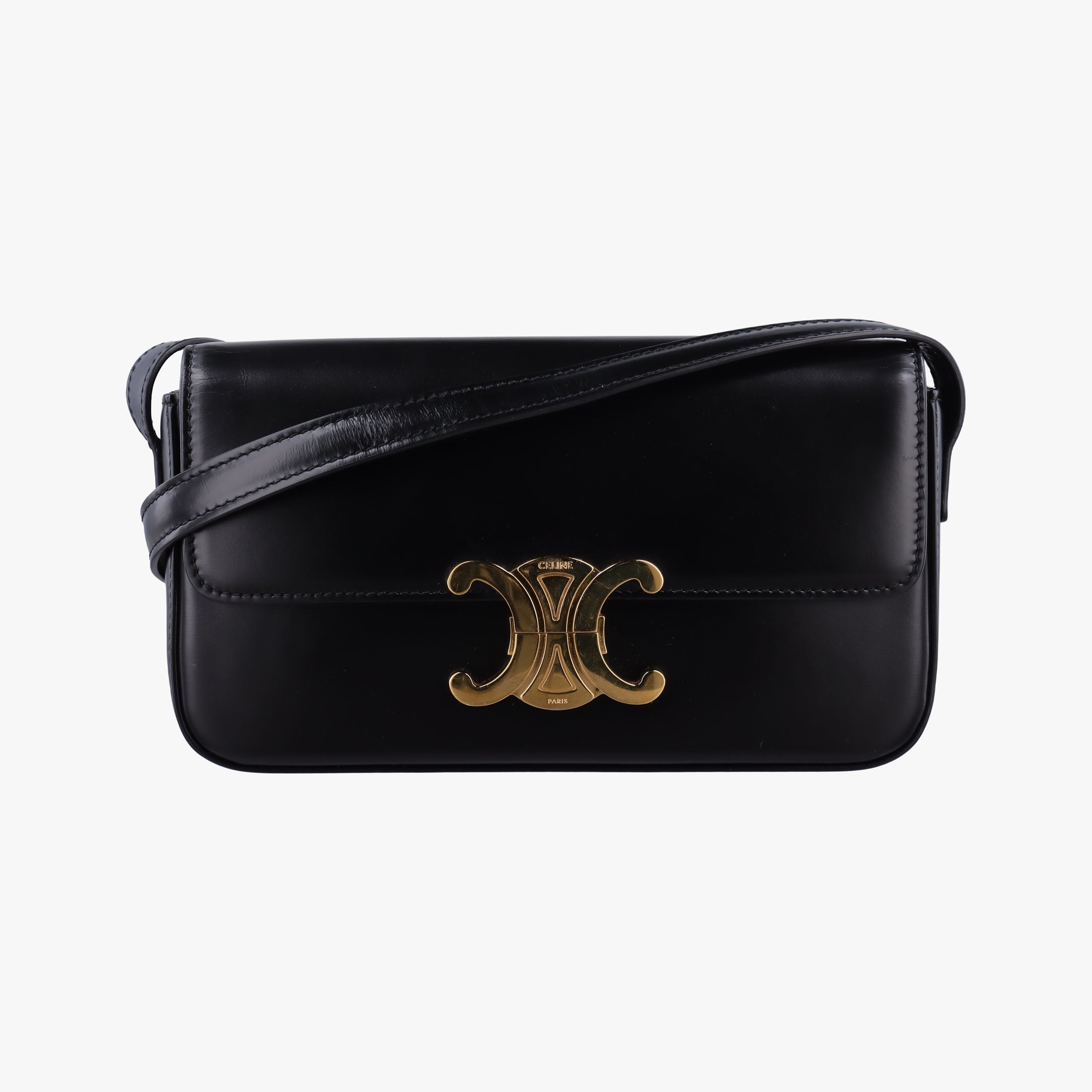 Pre-owned Celine Teen Triomphe Black Leather  shoulderbag | stylenewstar