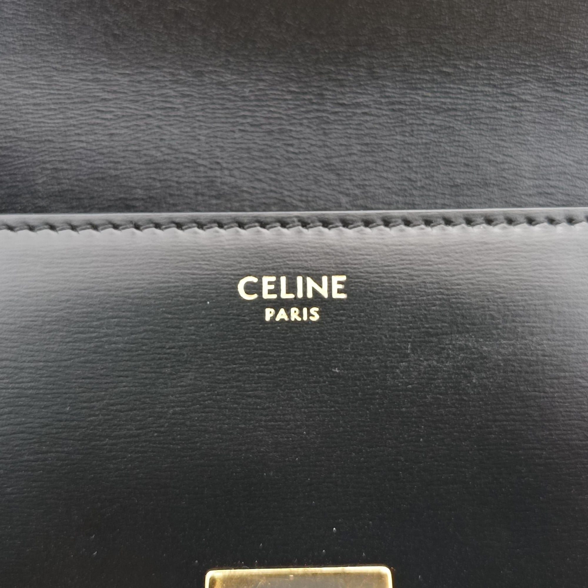 Pre-owned Celine Teen Triomphe Black Leather  shoulderbag | stylenewstar
