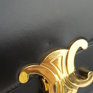Pre-owned Celine Teen Triomphe Black Leather  shoulderbag | stylenewstar