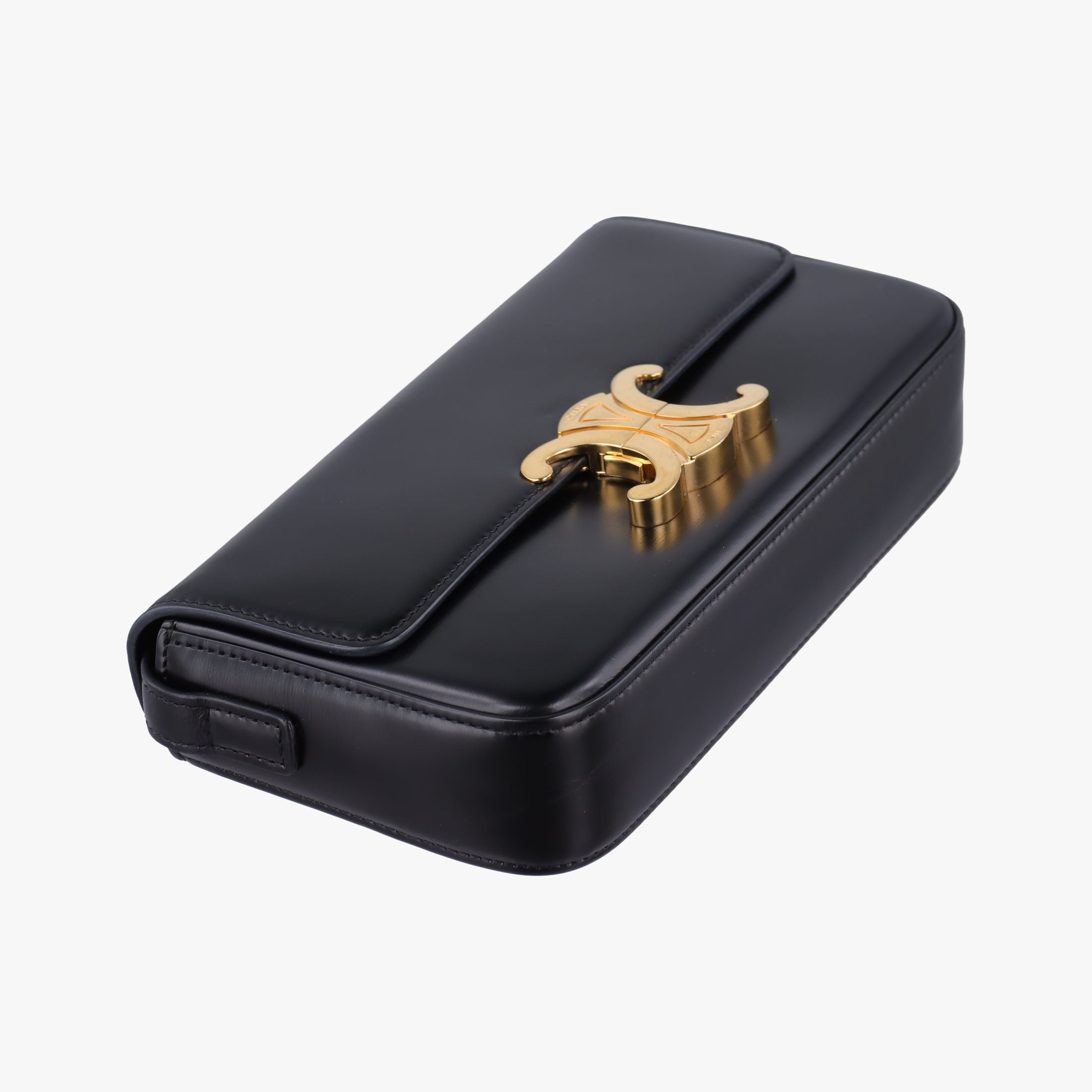 Pre-owned Celine Teen Triomphe Black Leather  shoulderbag | stylenewstar