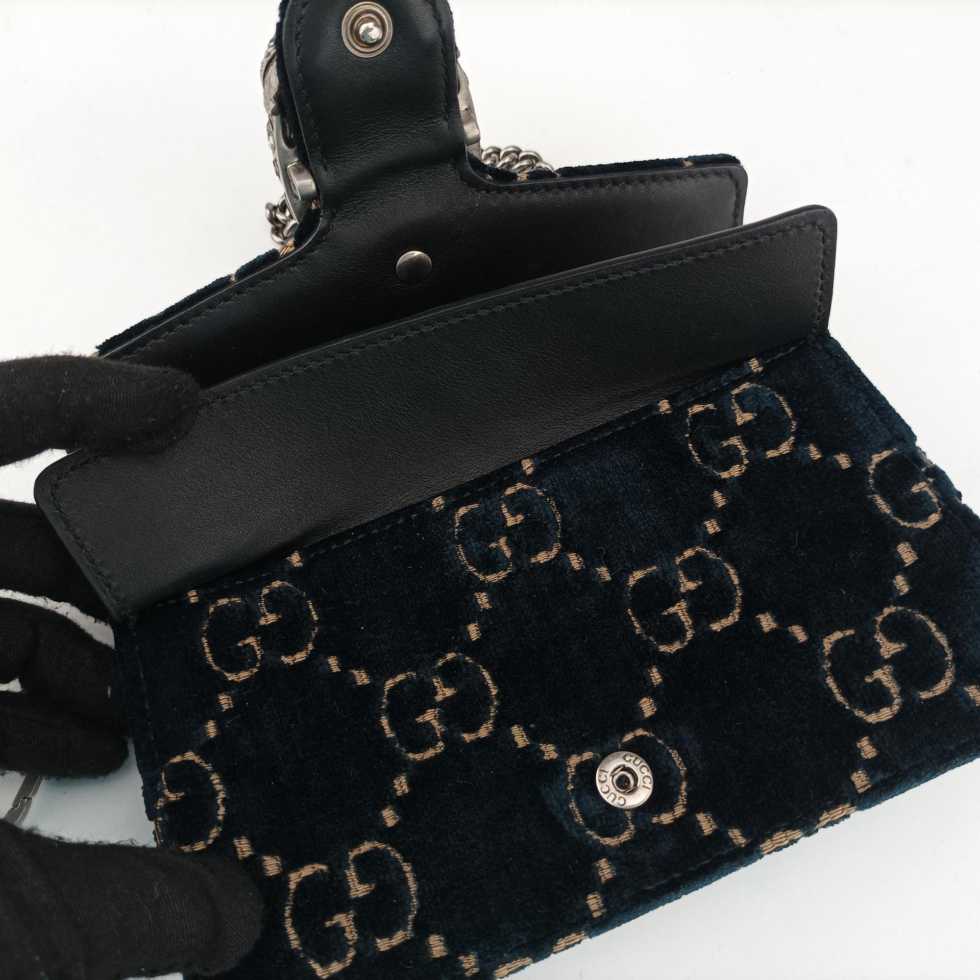Pre-owned Gucci Dionysus Navy velour 476432 shoulderbag | stylenewstar
