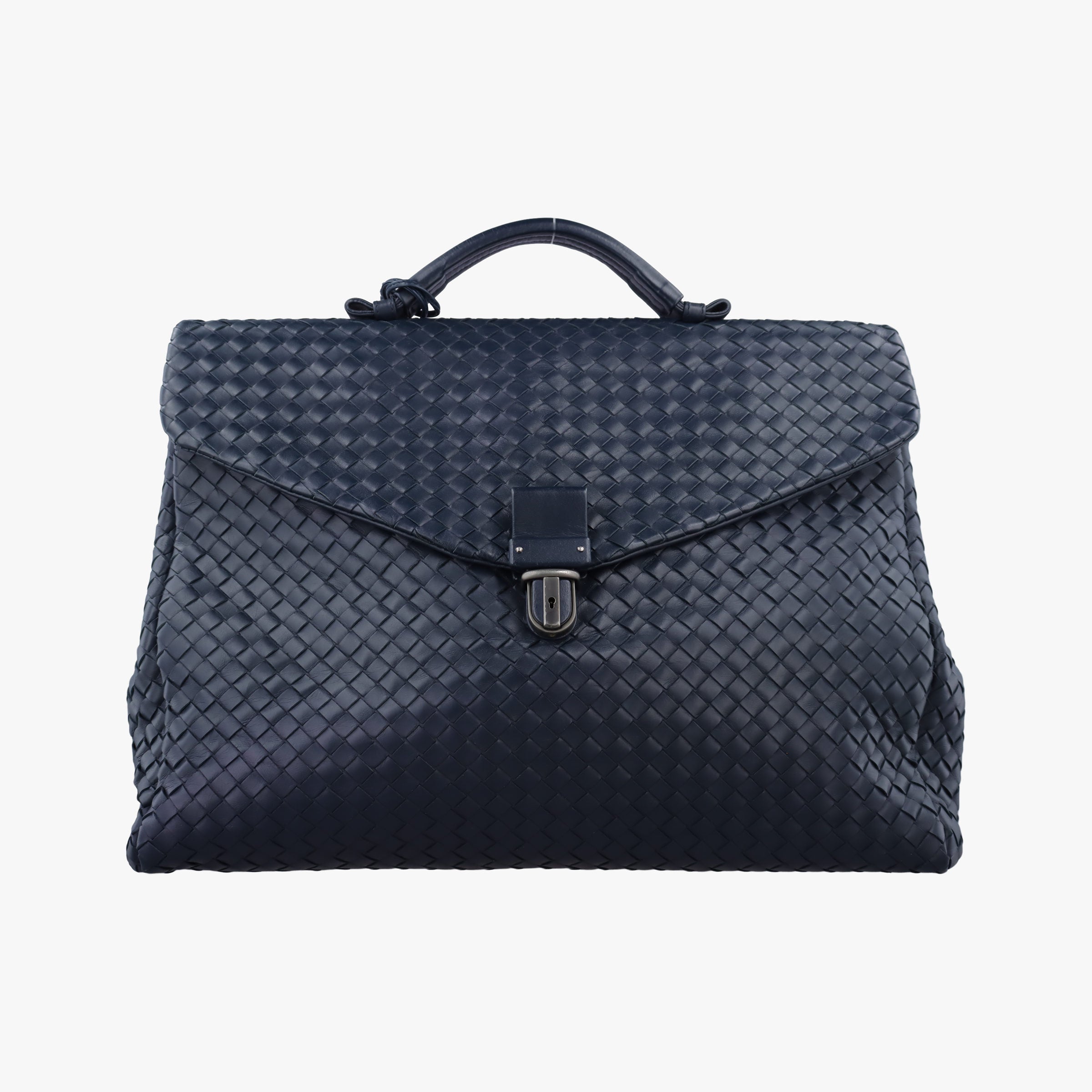Pre-owned Bottega Veneta Intrecciato Navy lambskin  handbag | stylenewstar