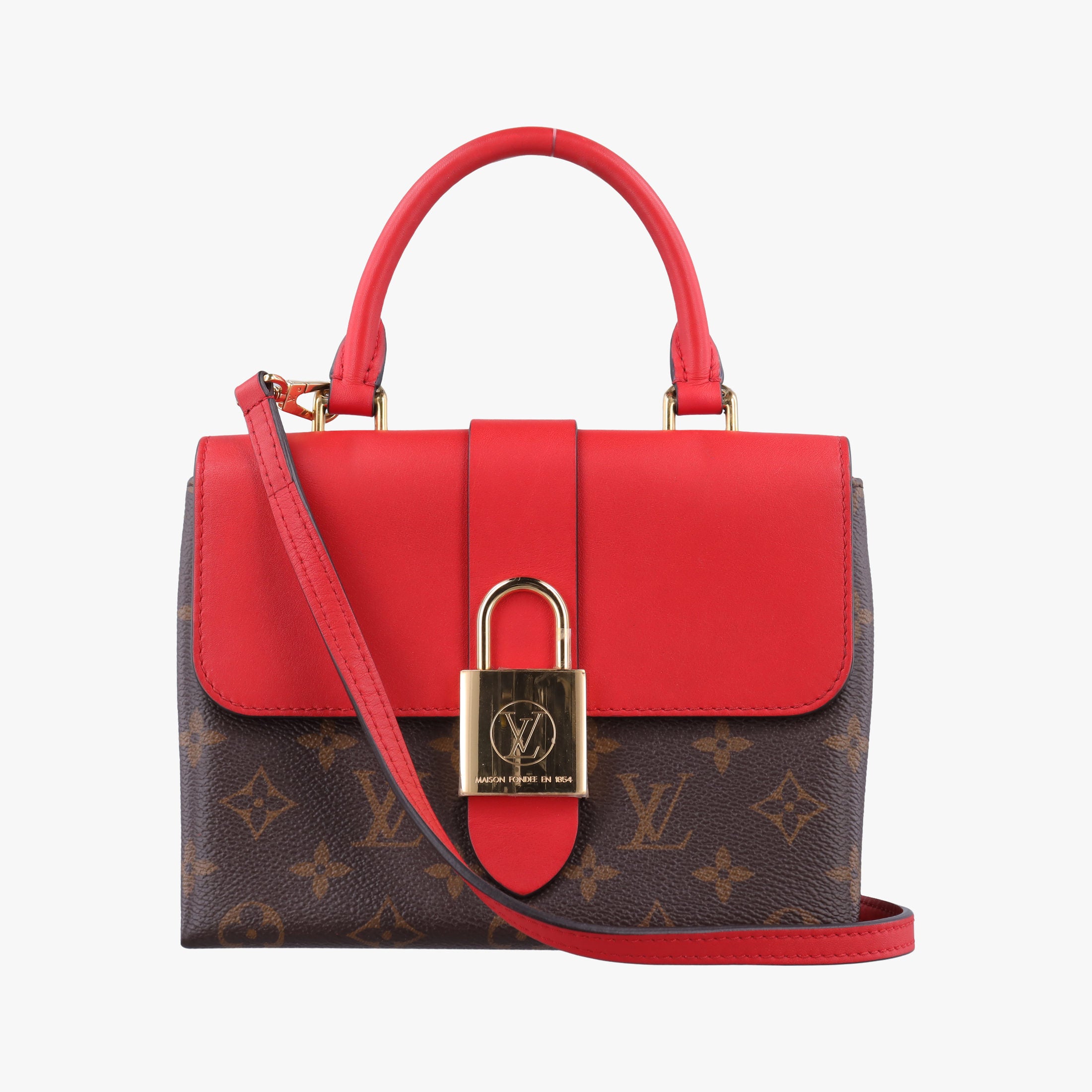 Pre-owned Louis Vuitton Locky BB Monogram/Brown×Coqulicot Monogram canvas×calf leather M44322 shoulderbag | stylenewstar