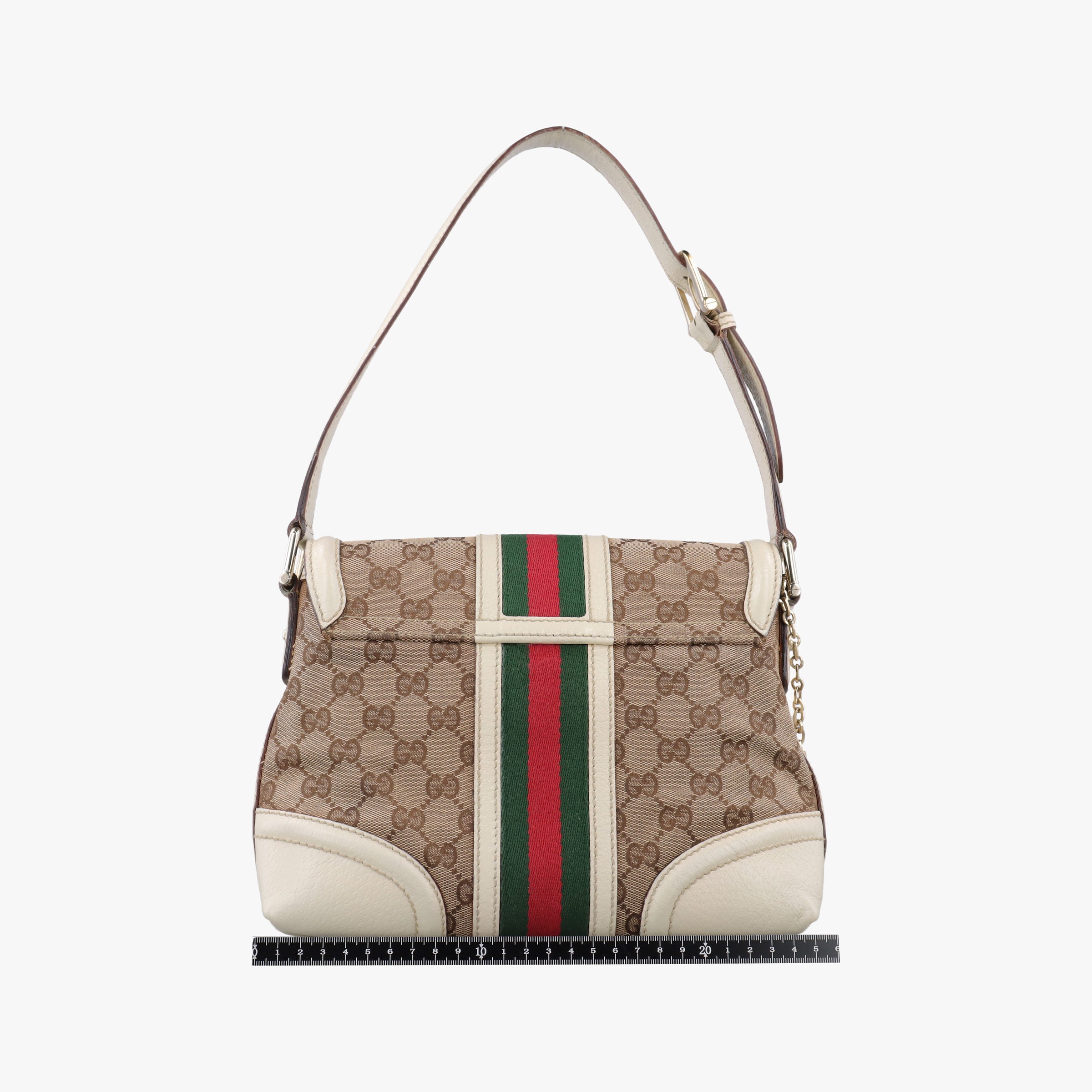 Pre-owned Gucci Web Treasure Flap White×Multicolour Leather×Canvas 145999 shoulderbag | stylenewstar