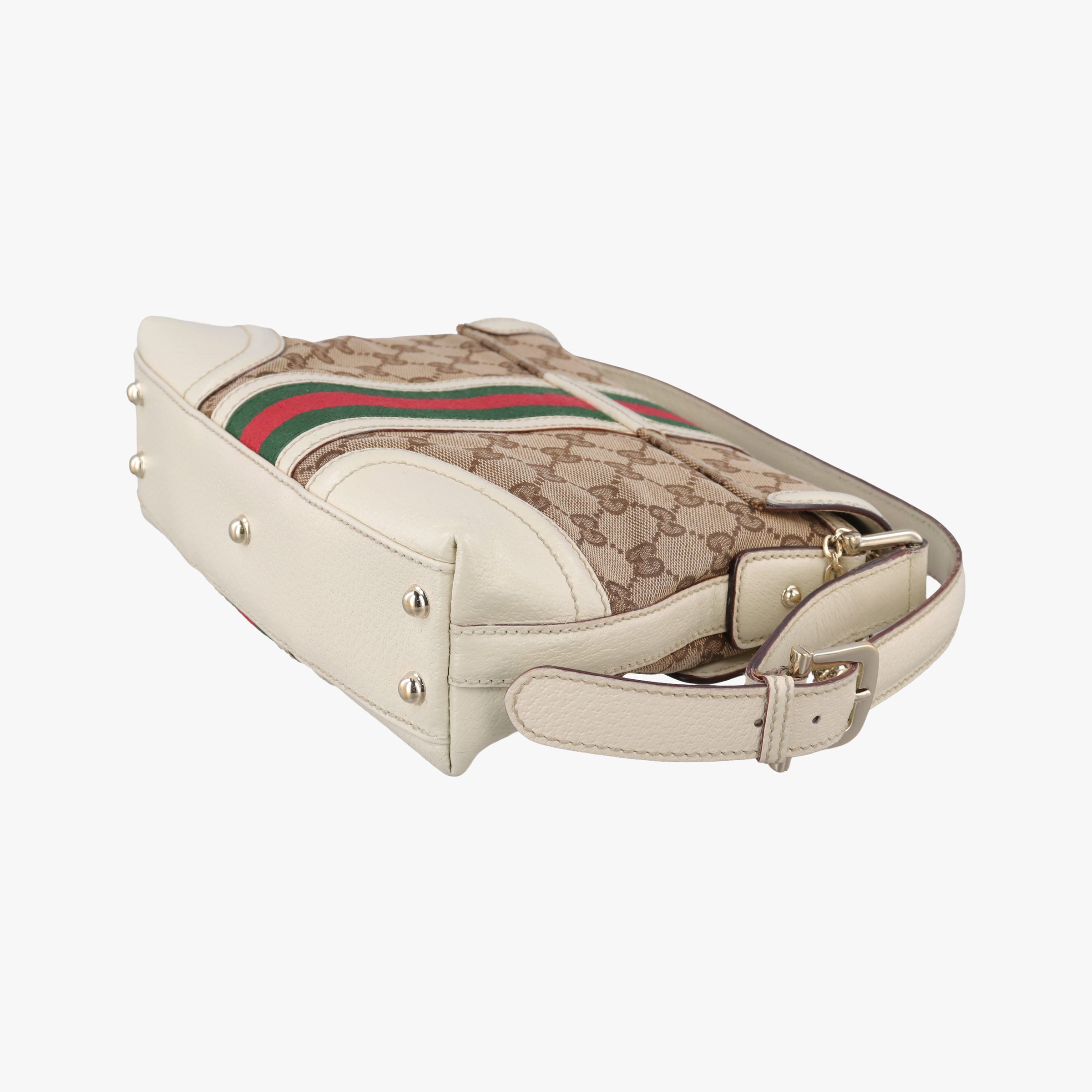 Pre-owned Gucci Web Treasure Flap White×Multicolour Leather×Canvas 145999 shoulderbag | stylenewstar