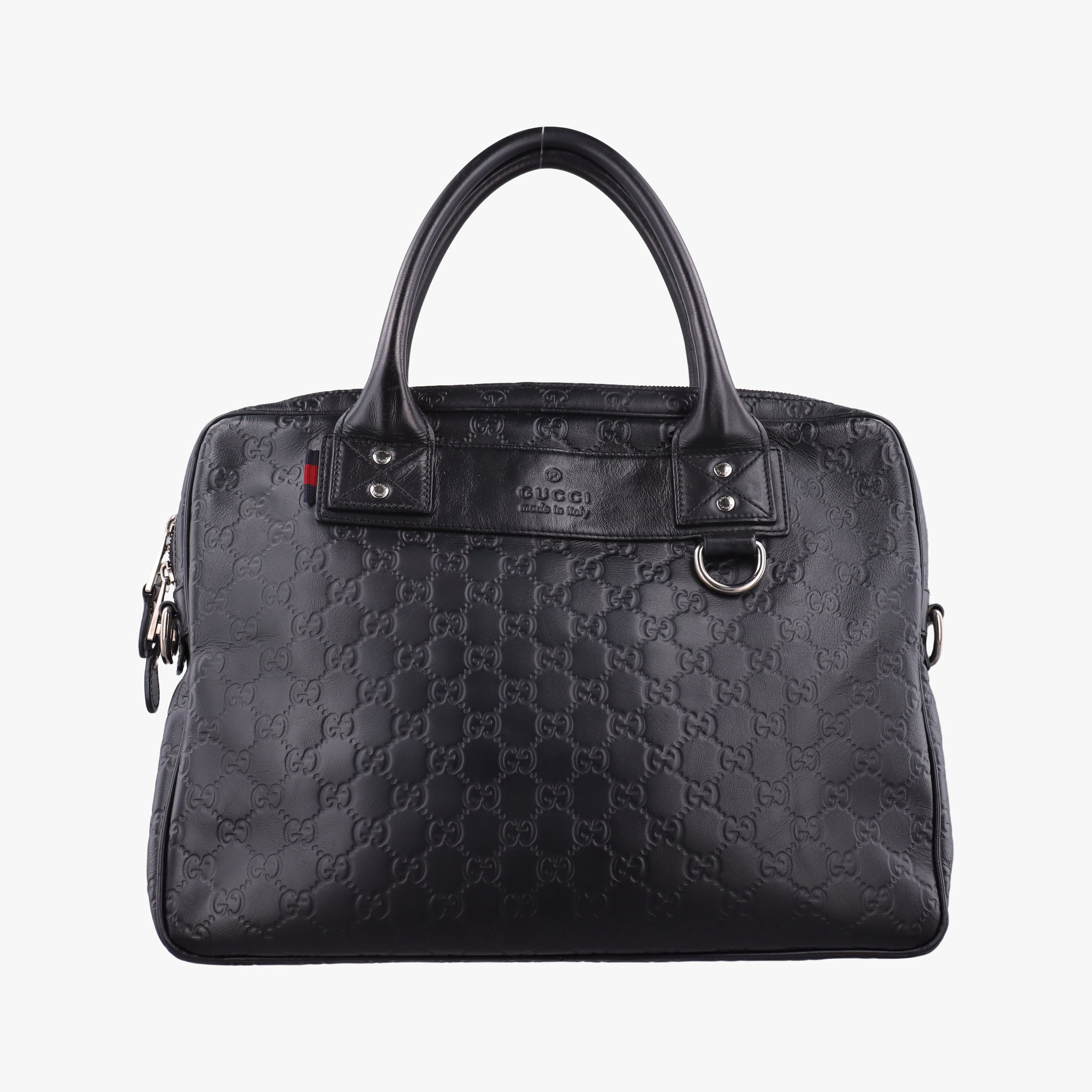 Pre-owned Gucci Guccissima Briefcase Business Black Leather 328937 handbag | stylenewstar