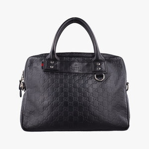 Pre-owned Gucci Guccissima Briefcase Business Black Leather 328937 handbag | stylenewstar