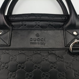Pre-owned Gucci Guccissima Briefcase Business Black Leather 328937 handbag | stylenewstar