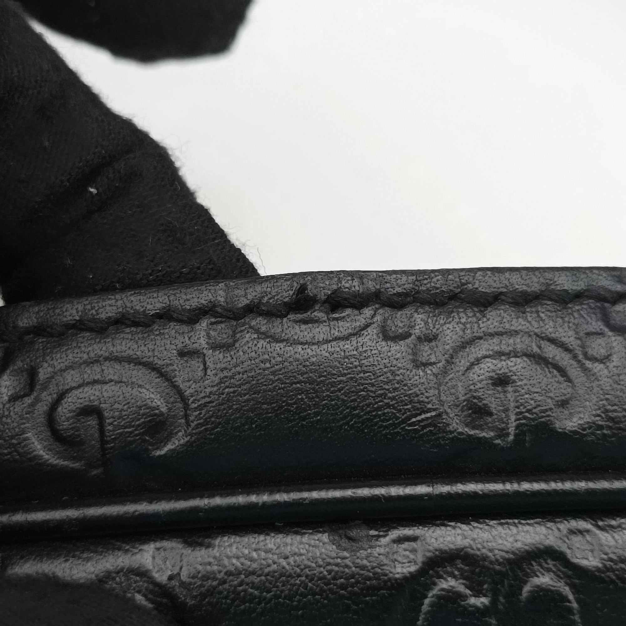 Pre-owned Gucci Guccissima Briefcase Business Black Leather 328937 handbag | stylenewstar