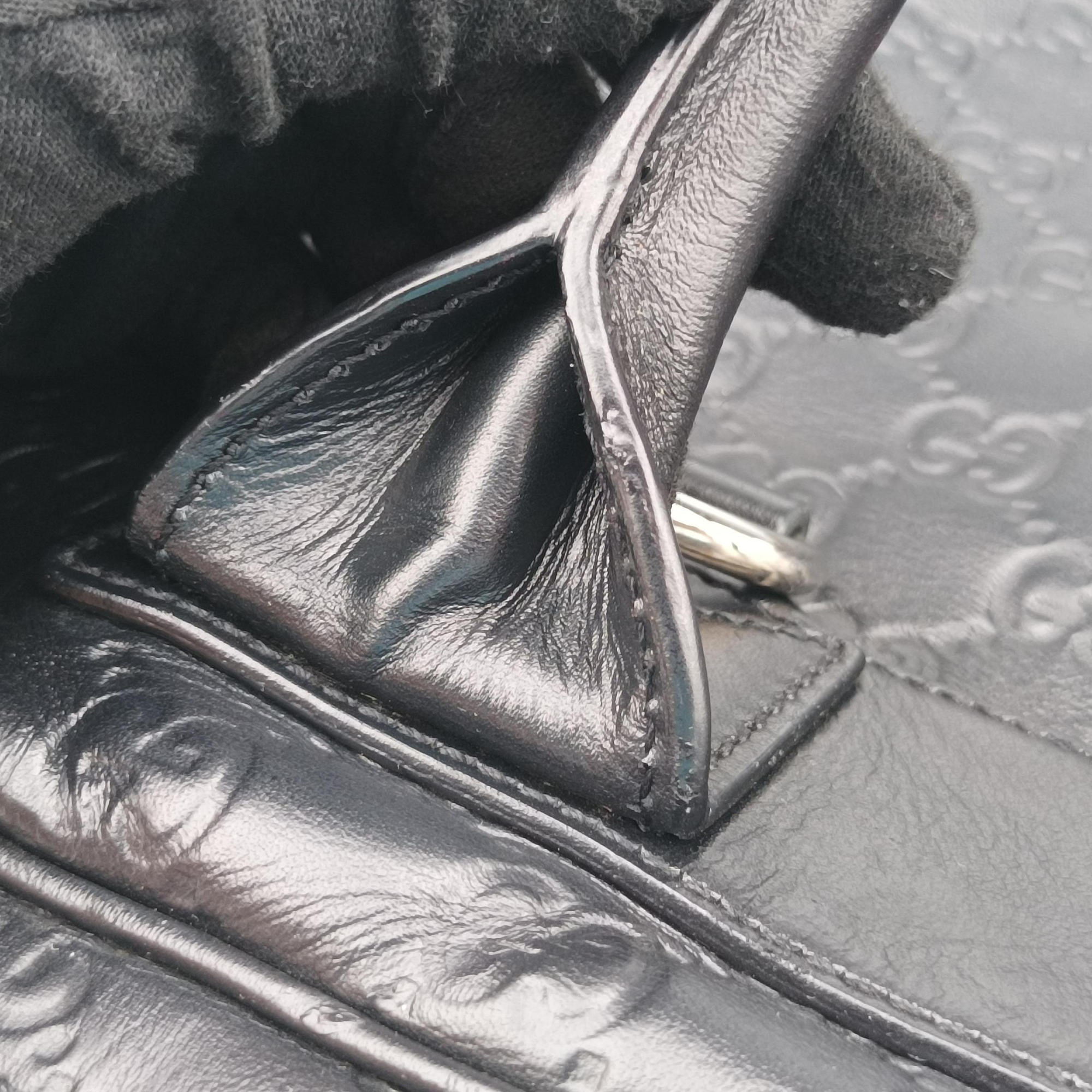Pre-owned Gucci Guccissima Briefcase Business Black Leather 328937 handbag | stylenewstar
