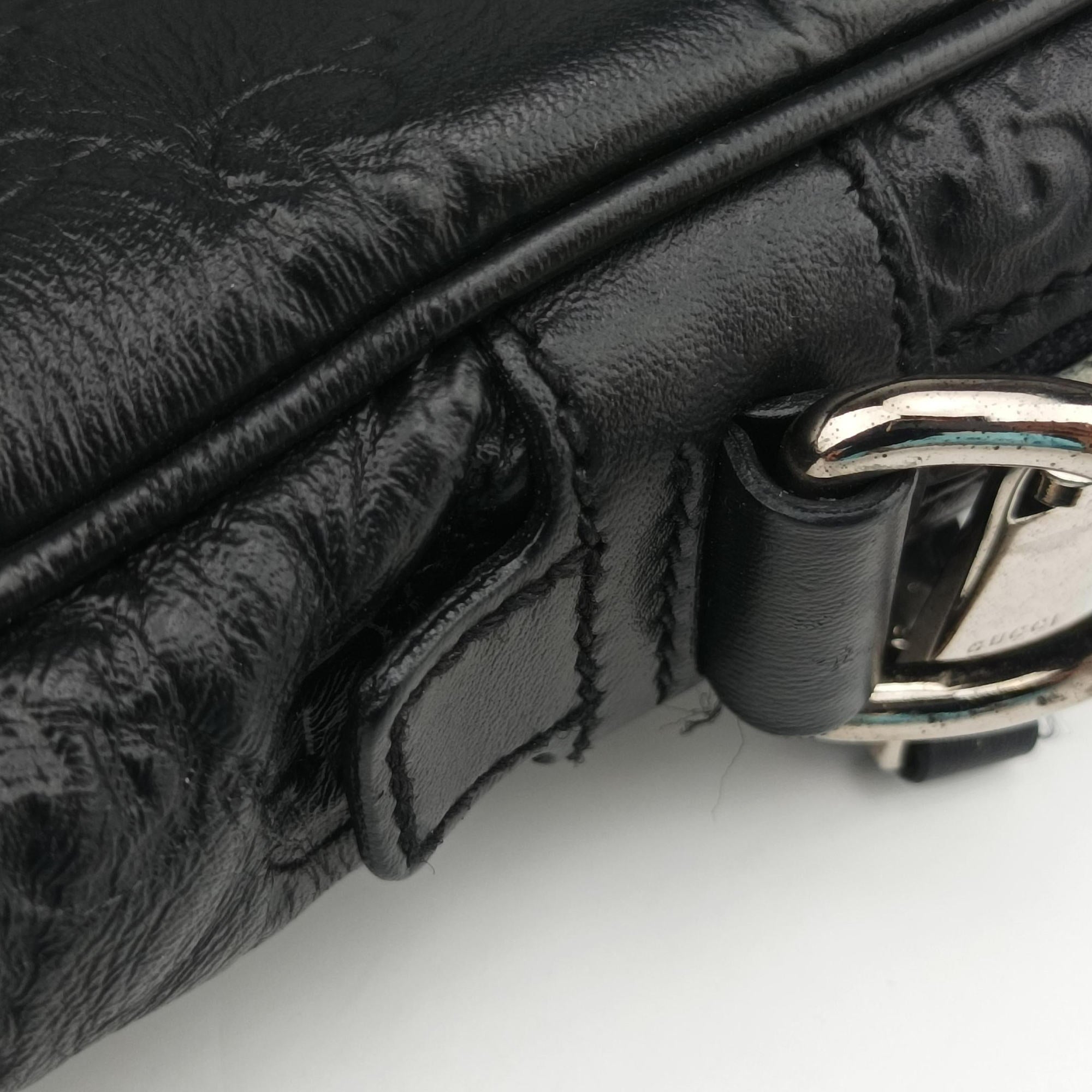 Pre-owned Gucci Guccissima Briefcase Business Black Leather 328937 handbag | stylenewstar