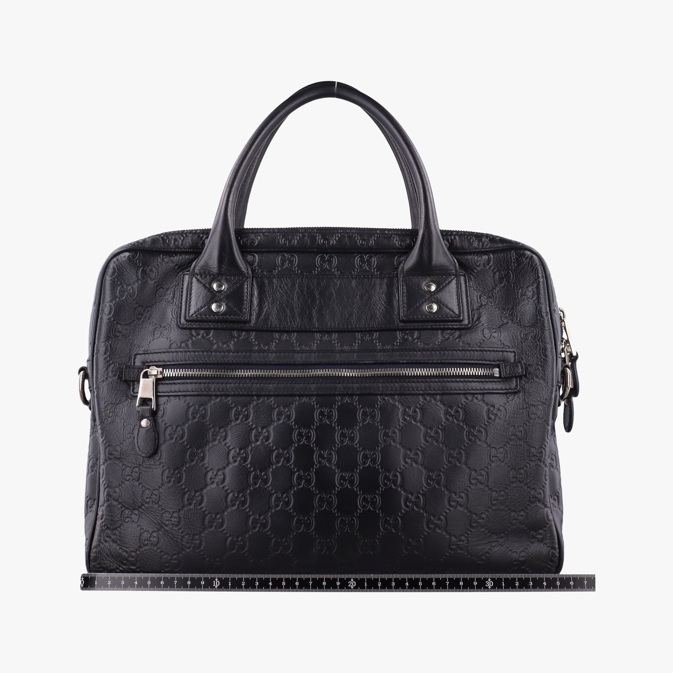 Pre-owned Gucci Guccissima Briefcase Business Black Leather 328937 handbag | stylenewstar
