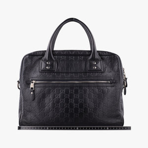 Pre-owned Gucci Guccissima Briefcase Business Black Leather 328937 handbag | stylenewstar