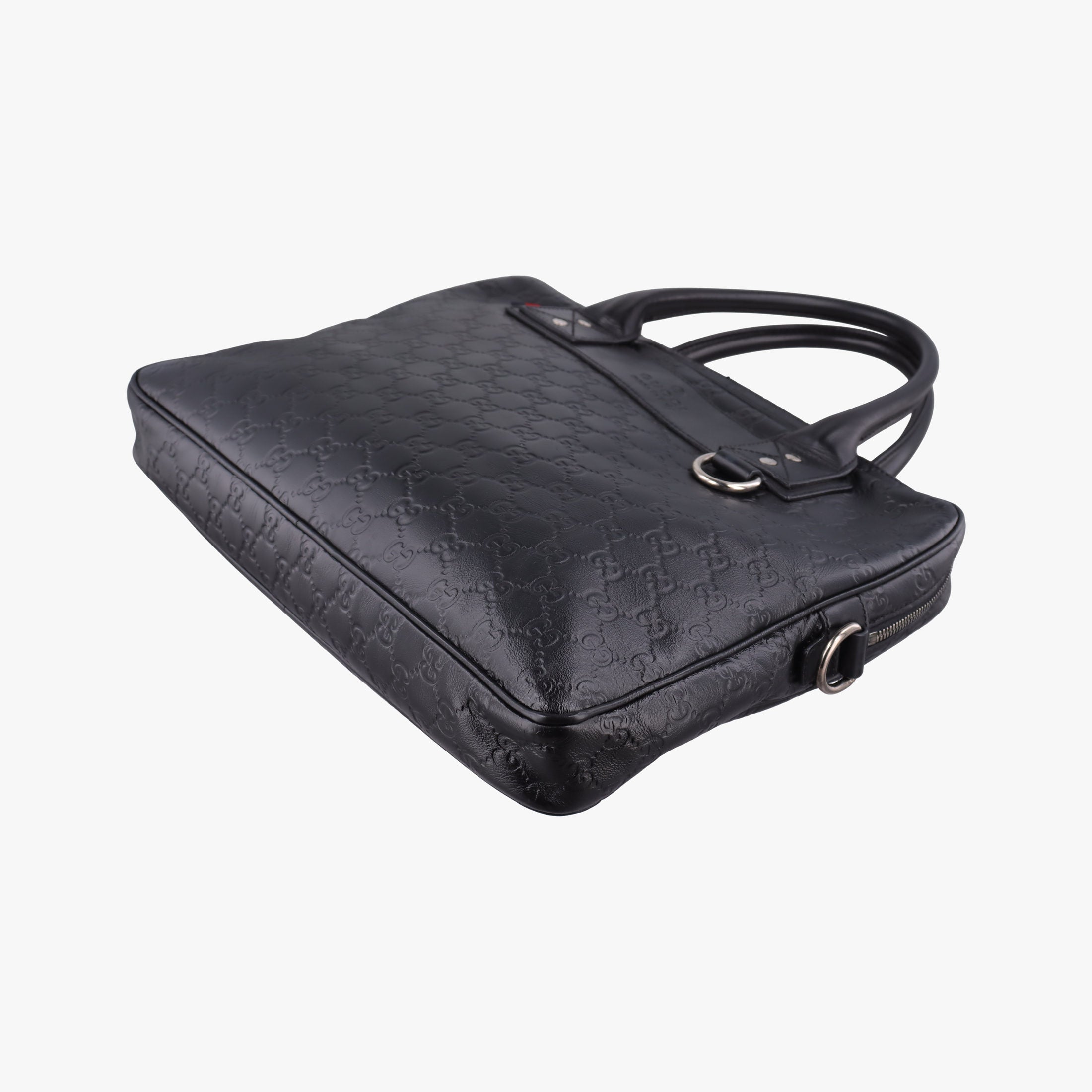 Pre-owned Gucci Guccissima Briefcase Business Black Leather 328937 handbag | stylenewstar